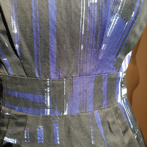 Sophisticated black and indigo A-Line dress - Picture 4 of 10